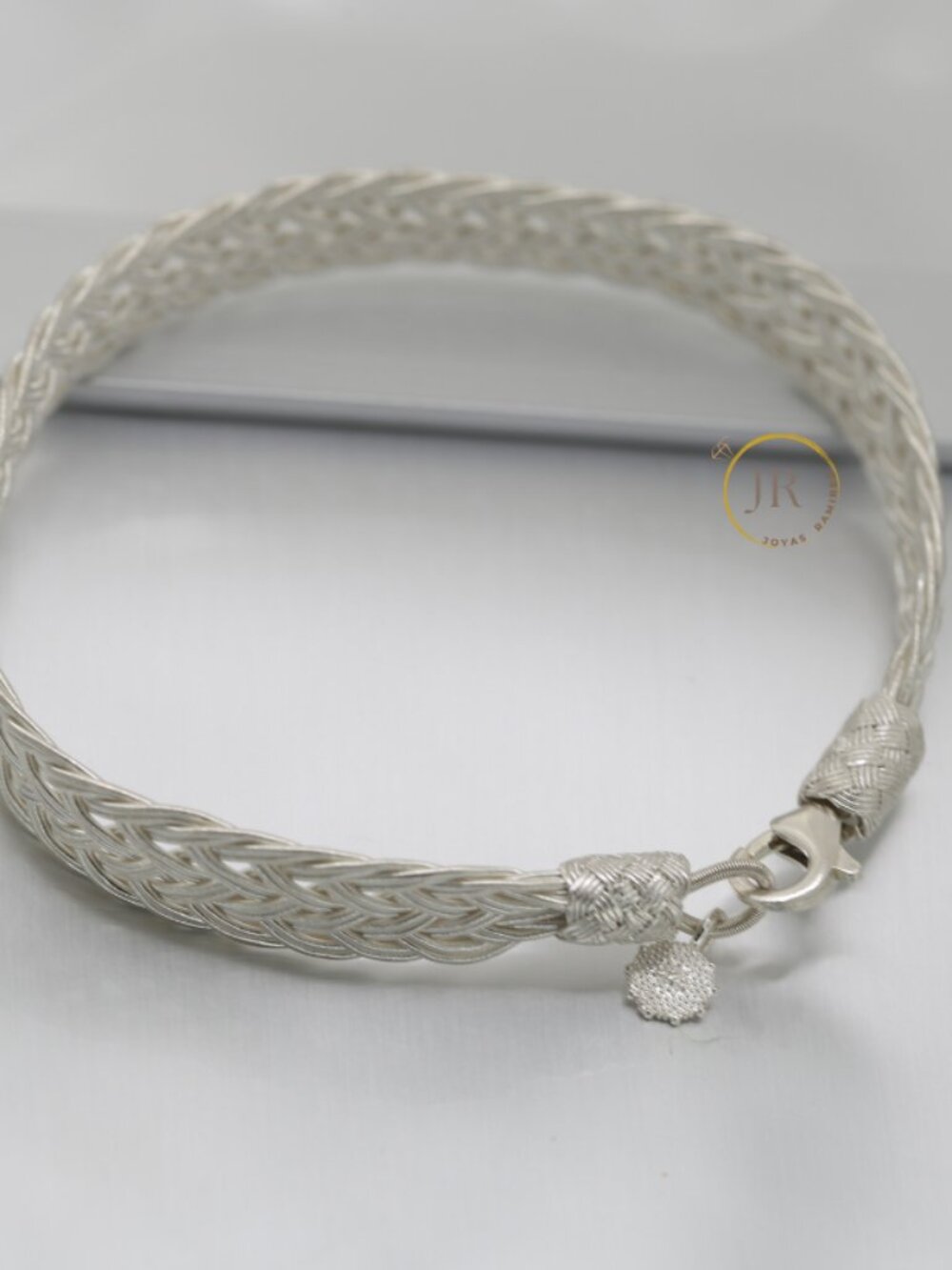 8" 11mm .925 Sterling Silver Hand Braided Woven Bright Unisex Bracelet Kazaziye
